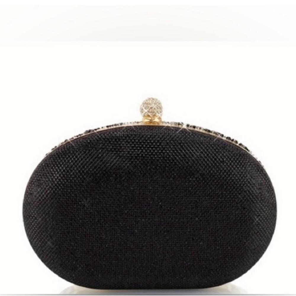 Ramla Black gold Rhinestone Flower Decor Clutch bag purse - Picture 4 of 6